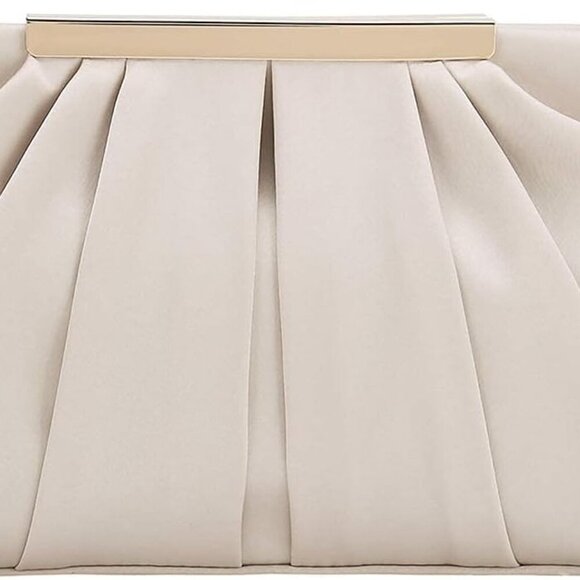 Clutch Evening Bag Elegant Pleated Satin Formal Handbag Simple Classy Purse for - Picture 2 of 7